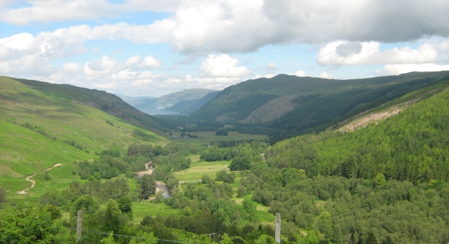looking up the valley to loch broom in the far distance, beautiful